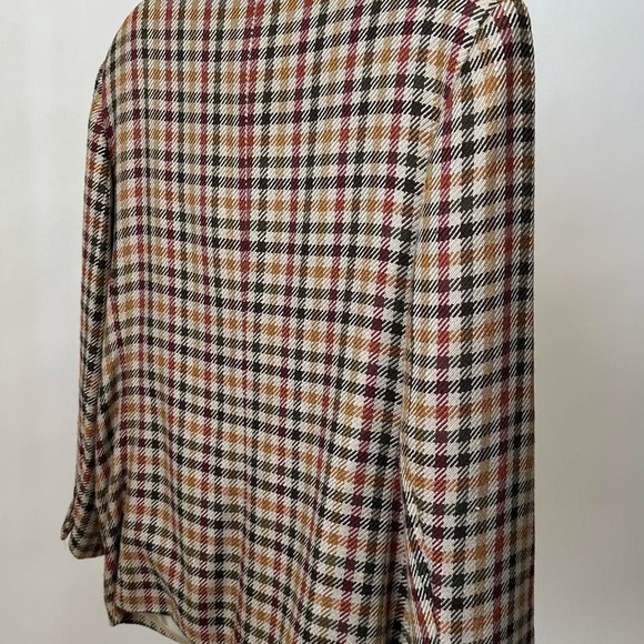 VINTAGE 1990s CLASSIC BROWN PLAID PATTERNED WOOL BLAZER JACKET SPORT COAT-14 - Picture 9 of 11
